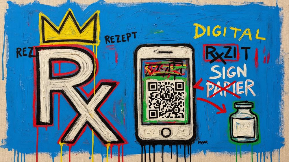 Smartphone mit digitalem E-Rezept auf dem Display.