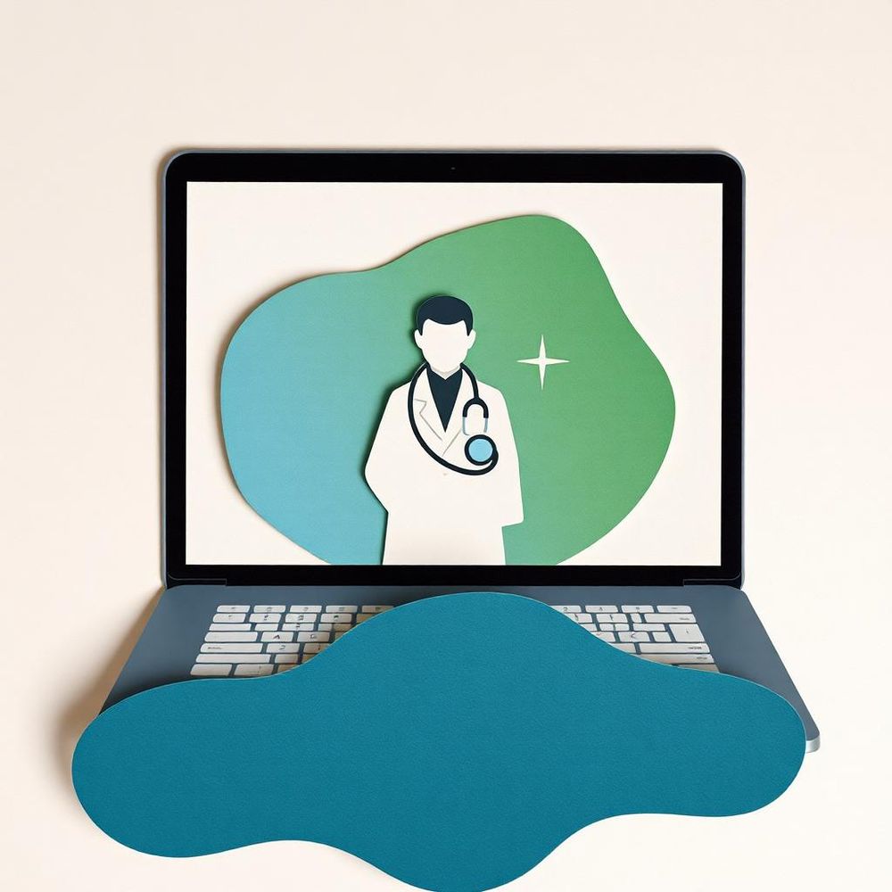 Patient nutzt Tablet für eine telemedizinische Konsultation zu Hause.