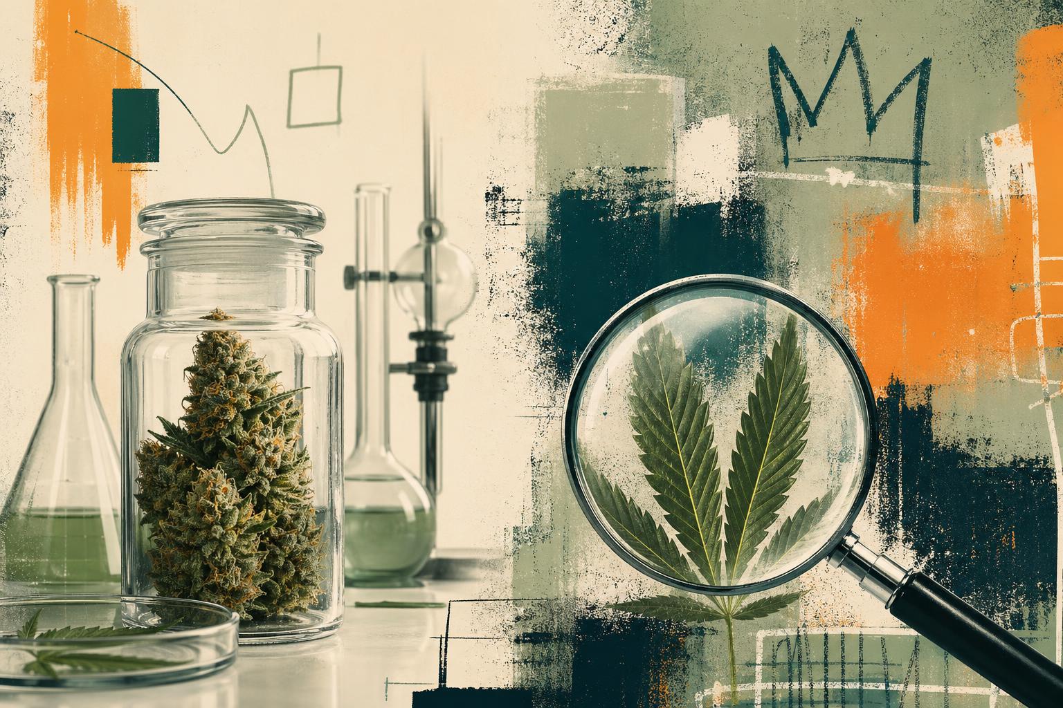 Vergleichsbild: Apothekendose mit Cannabis links, dunklere Schwarzmarktszene rechts – Konzept Qualität.