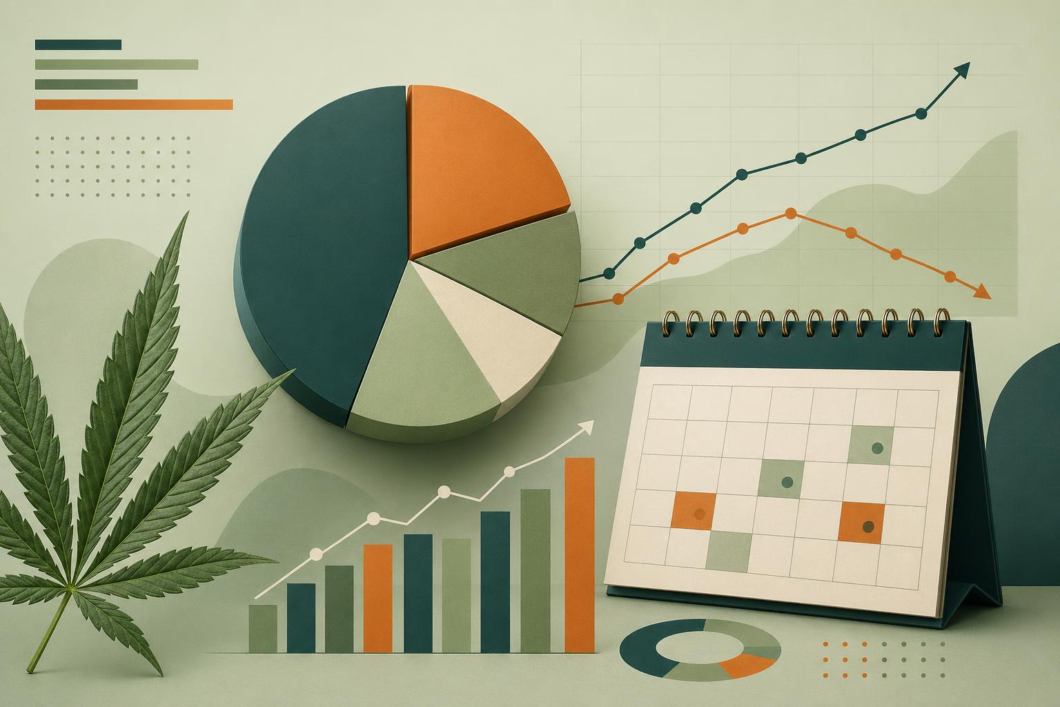 Säulendiagramm und Cannabisblüte auf Holztisch – Konzept Statistik Deutschland.
