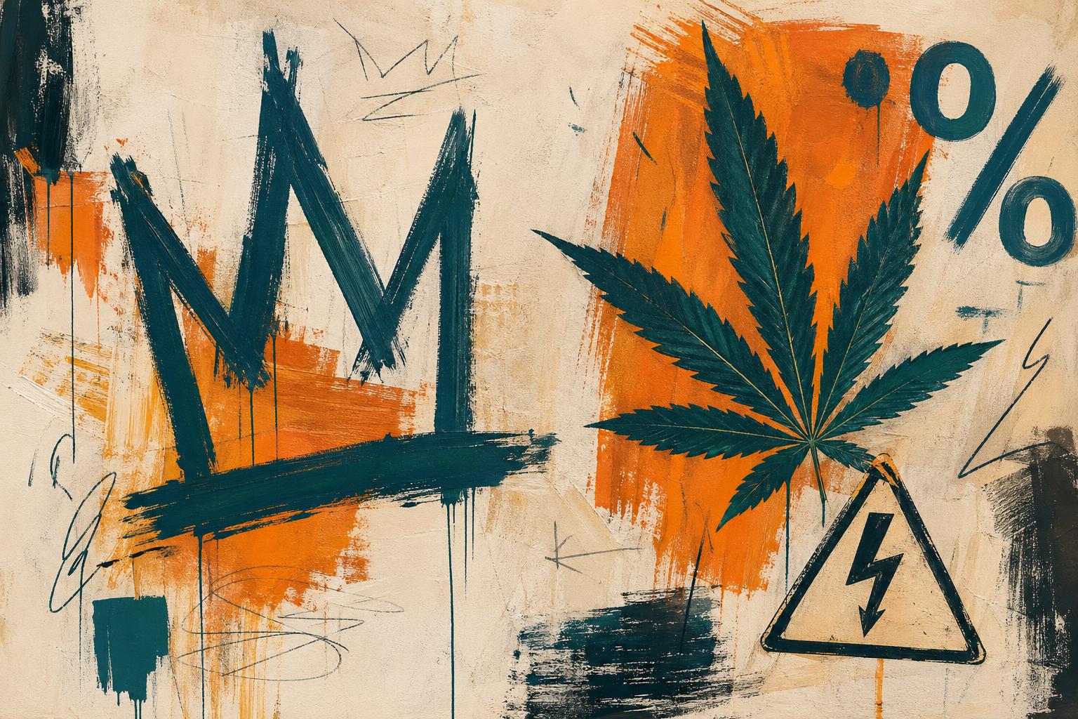 Symbolbild: knallbunte Verpackung mit hohem Prozentwert – Hype um High-THC-Produkte.
