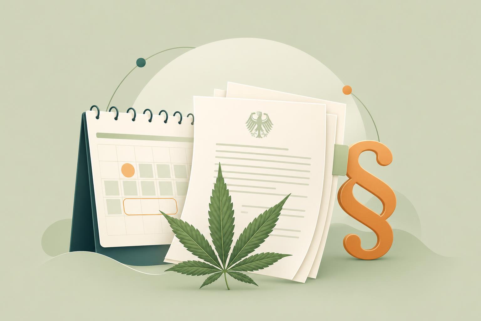 Ruhiges Symbolbild: Kalenderblatt April 2024 und Cannabisblatt – Thema Legalisierung.